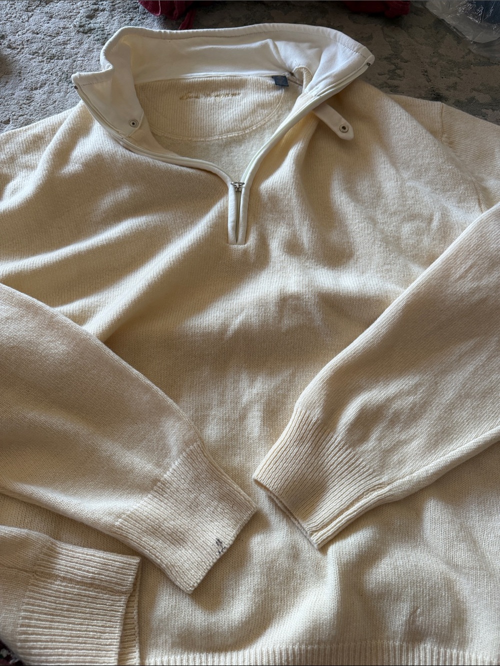 Hogan Men's Cream Zip-Neck Sweater made in 🇮🇹